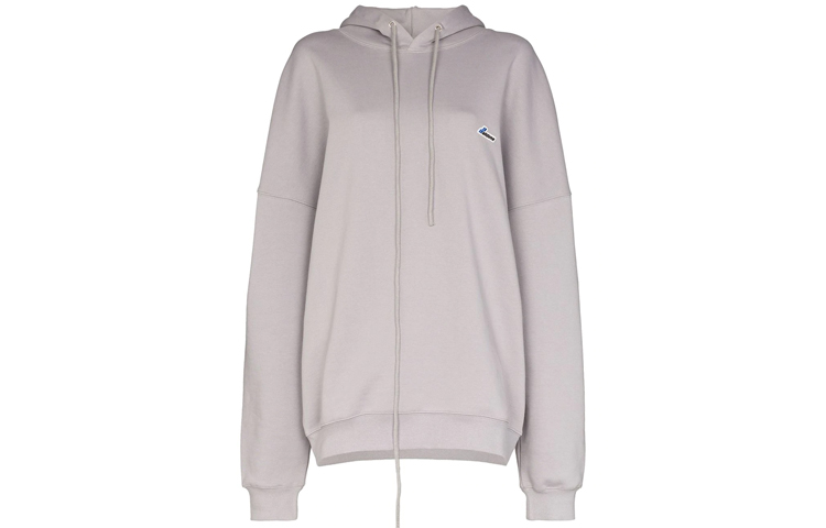 WE11DONE Small Logo Embroidered Drawstring Hoodie Unisex Grey. WD-TP3-207-07-U-GY