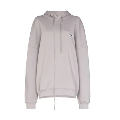 WE11DONE Small Logo Embroidered Drawstring Hoodie Unisex Grey. WD-TP3-207-07-U-GY
