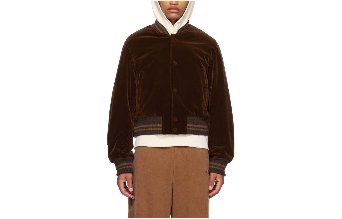 WE11DONE Solid Color Button-Up Hoodie Jacket Brown WD-JP3-23-085-U-BR