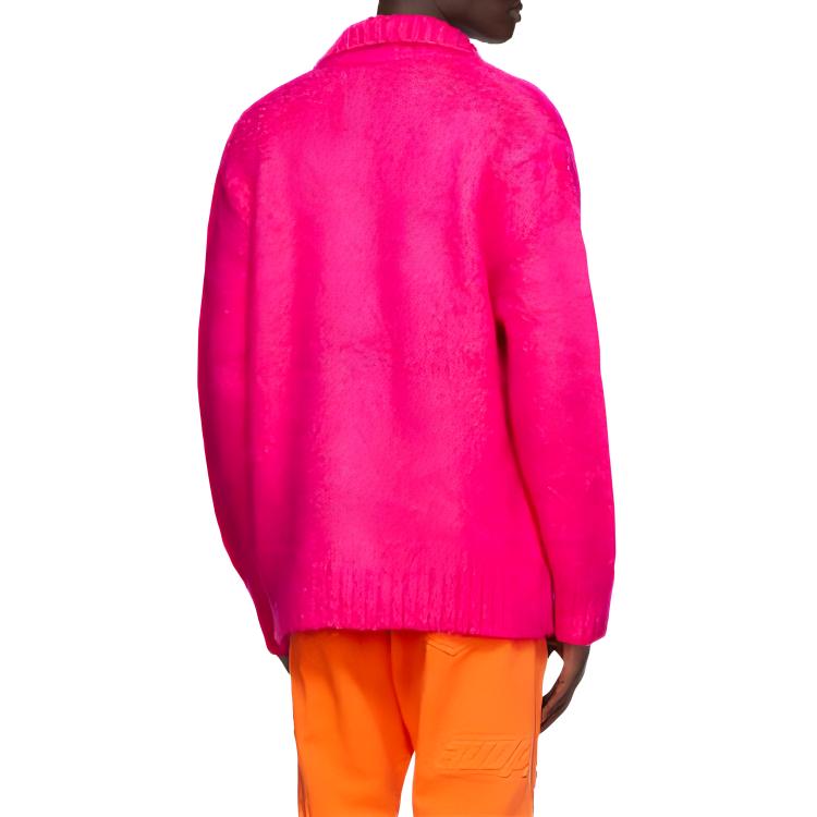 WE11DONE Solid Color Collared Button-Up Knit Sweater Unisex Rose Red WD-KV8-20-063-U-PK 圖 3