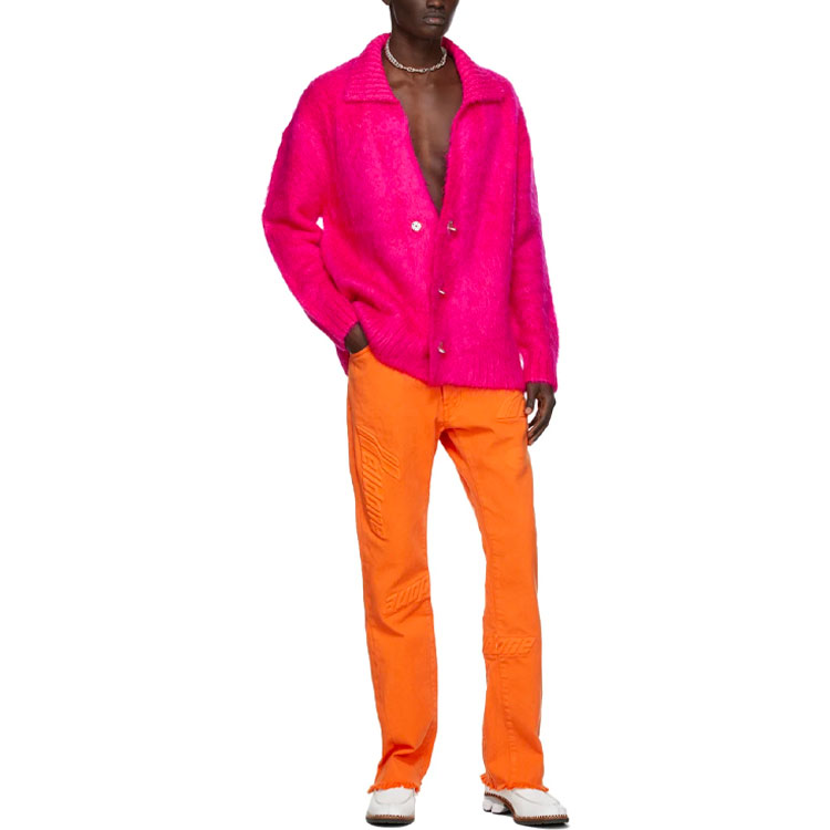 WE11DONE Solid Color Collared Button-Up Knit Sweater Unisex Rose Red WD-KV8-20-063-U-PK 圖 4