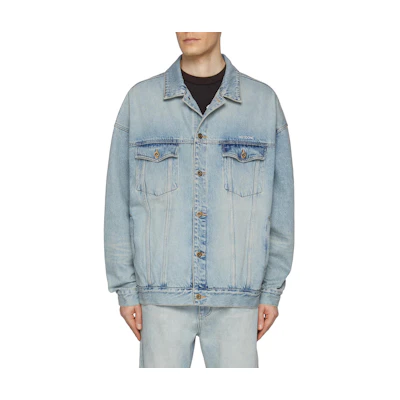 WE11DONE Solid Color Denim Jacket Men’s Light Blue Long Sleeve WD-DJ2-24-353-U-SK