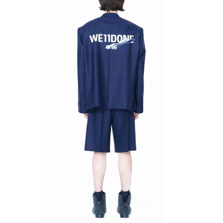 Shop WE11DONE 솔리드 컬러 로고 패치 블레이저 패션 웨어 WD-JK3-22-084-M-NV