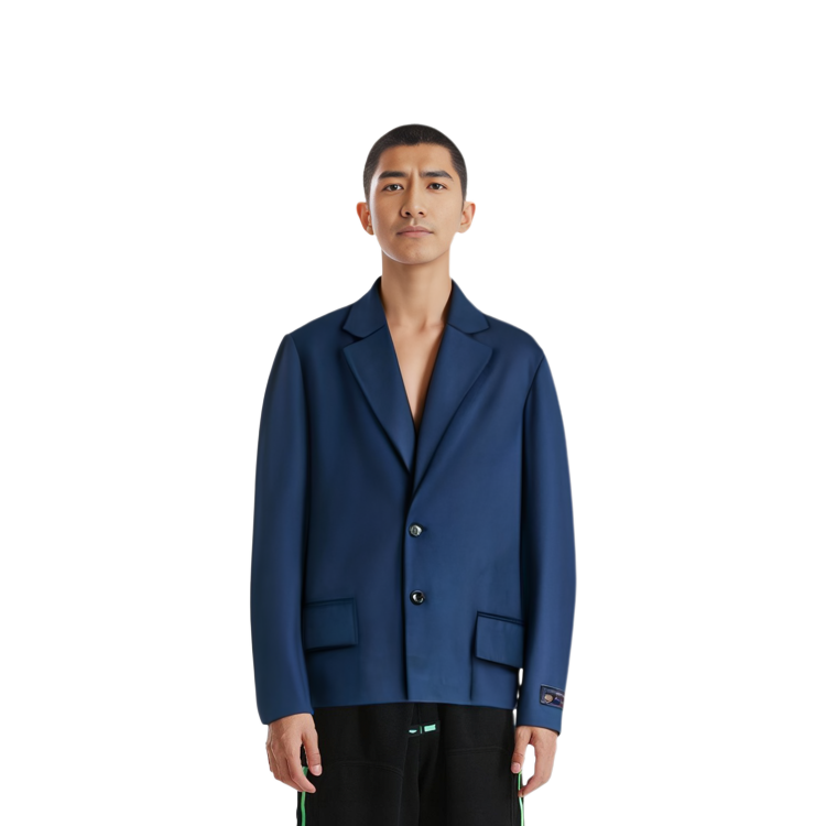 Details for WE11DONE 솔리드 컬러 로고 패치 블레이저 패션 웨어 WD-JK3-22-084-M-NV