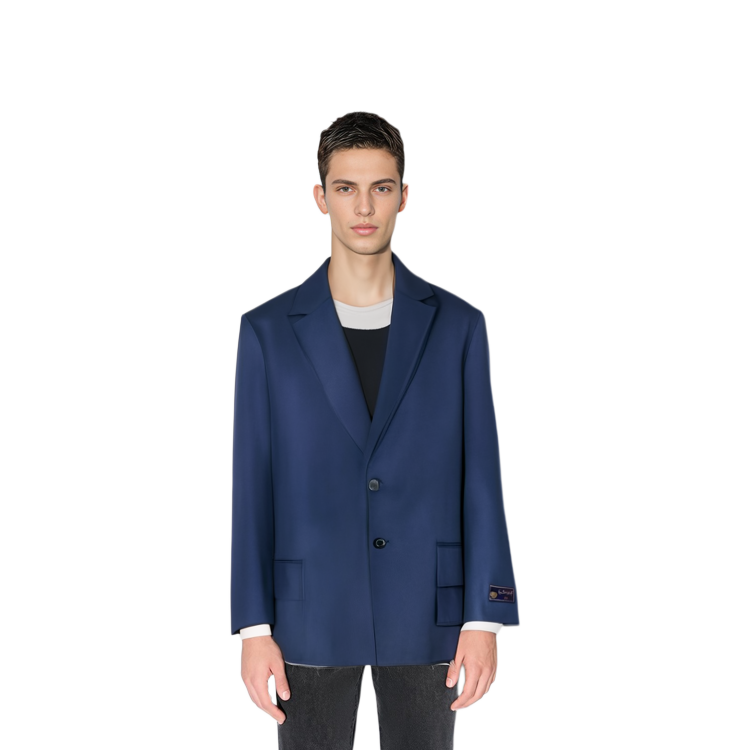 Sizing WE11DONE 솔리드 컬러 로고 패치 블레이저 패션 웨어 WD-JK3-22-084-M-NV