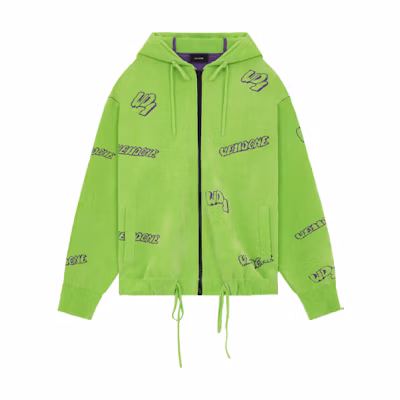 WE11DONE Solid Color Logo Print Zip-Up Hoodie Unisex Jacket WD-KJ1-22-616-U-LM
