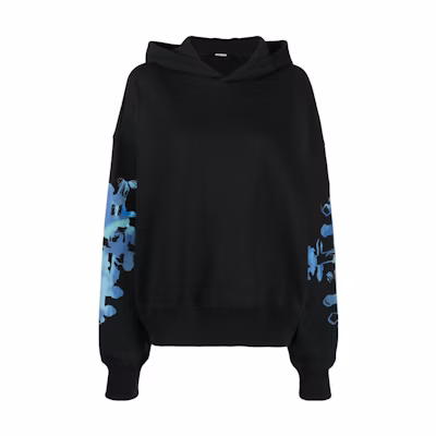 WE11DONE Solid Color Oversized Black Hoodie for Men WD-TH3-23-887-U-BK