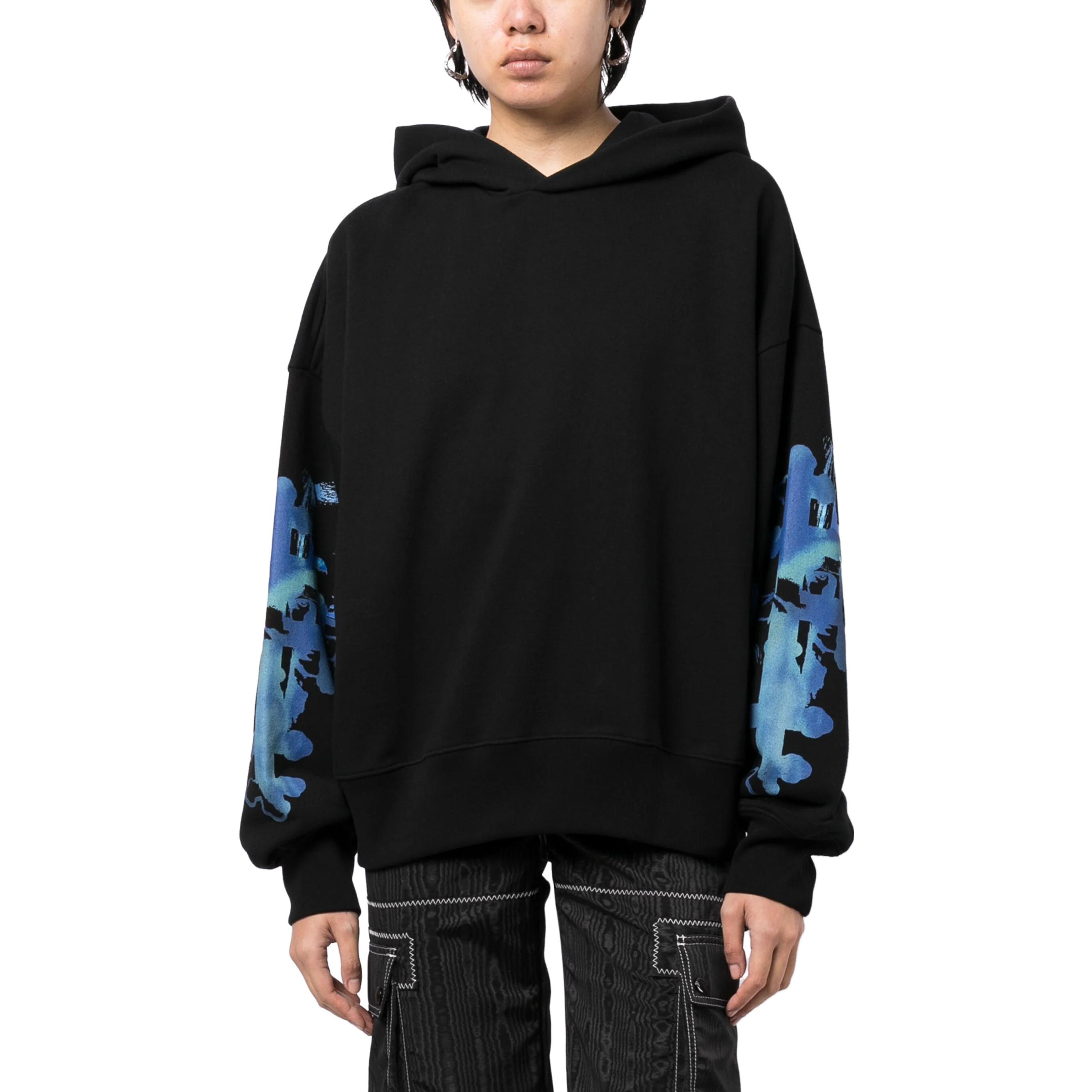 WE11DONE Solid Color Oversized Black Hoodie for Men WD-TH3-23-887-U-BK 圖 4