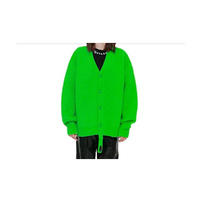 WE11DONE Solid Color Pattern Logo Cardigan Sweater Unisex Green WD-KC9-20-037-U-GR