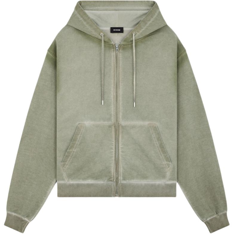 WE11DONE Solid Color Zip-Up Hoodie Jacket  Green WD-TJ2-24-812-U-KK
