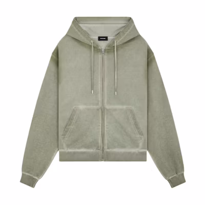 WE11DONE Solid Color Zip-Up Hoodie Jacket Green WD-TJ2-24-812-U-KK