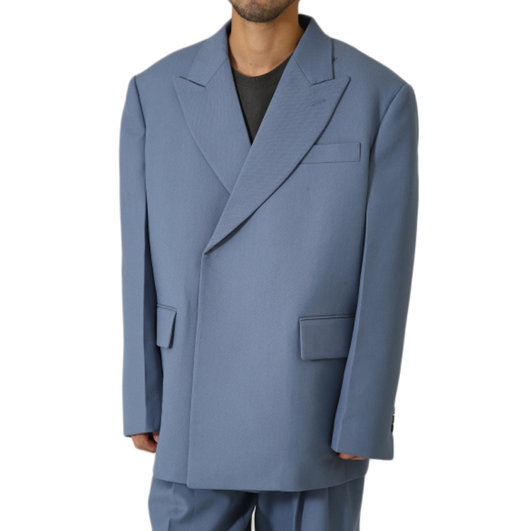 Shop WE11DONE Solid Logo Blazer Biru WD-JK8-20-009-M-BL