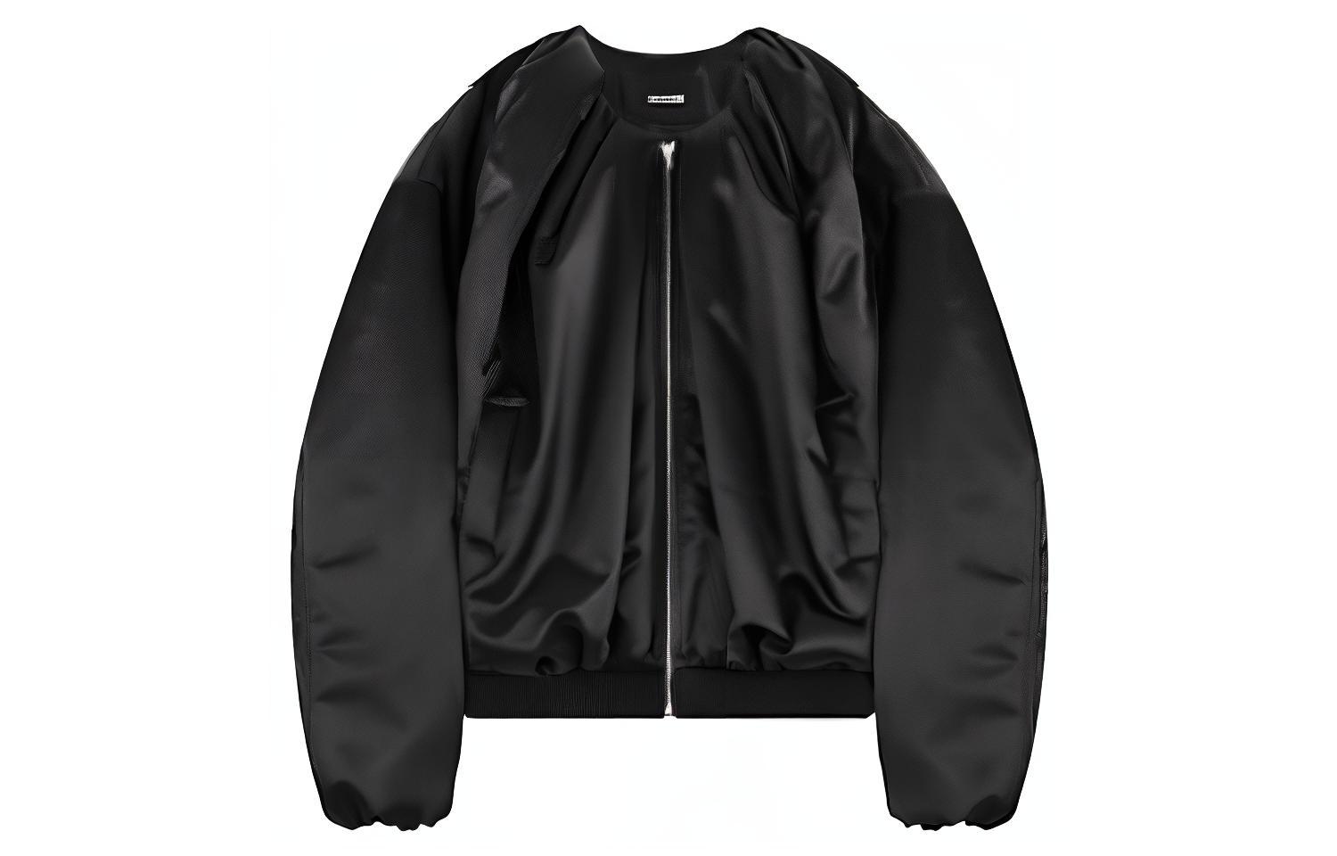 WE11DONE Solid Ruched Long-Sleeve Jacket Unisex WD-JP3-22-101-U-BK