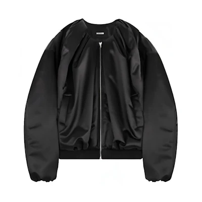 WE11DONE Solid Ruched Long-Sleeve Jacket Unisex WD-JP3-22-101-U-BK