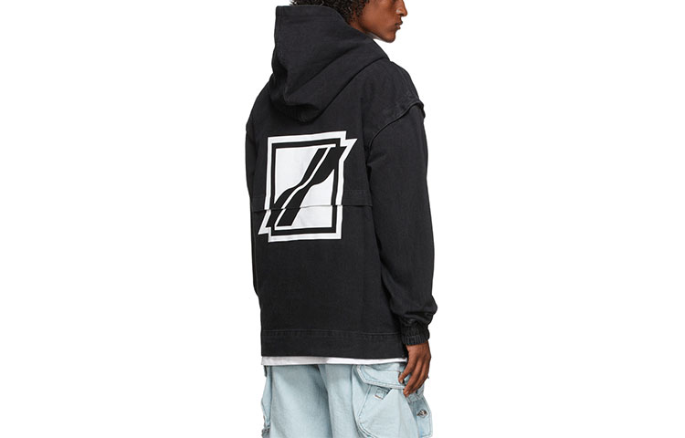 WE11DONE Square Logo Denim Jacket  Black WD-DJ3-21-309-U-BK