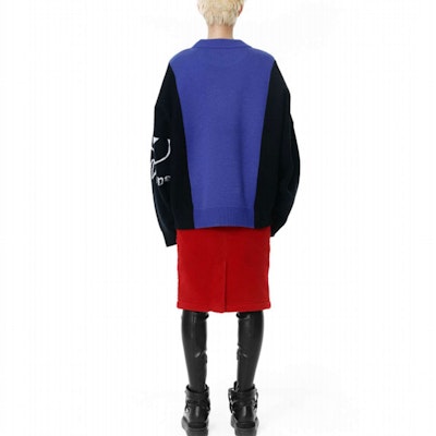 WE11DONE 方形標誌提花針織圓領藍色休閒衫 男女適穿 WD-KT3-21-662-U-BL Shop WE11DONE 方形標誌提花針織圓領藍色休閒衫 男女適穿 WD-KT3-21-662-U-BL