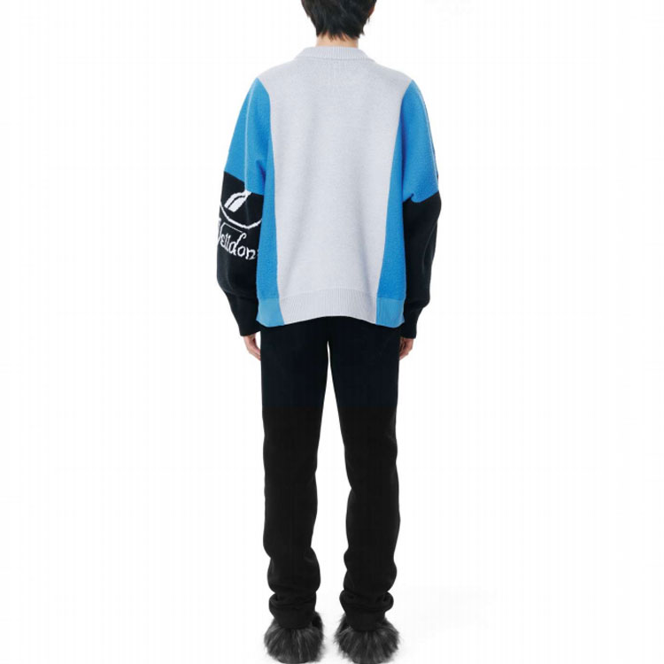 WE11DONE Square Logo Jacquard Knit Crewneck Sweatshirt Unisex Grey WD-KT3-21-662-U-GY 圖 4