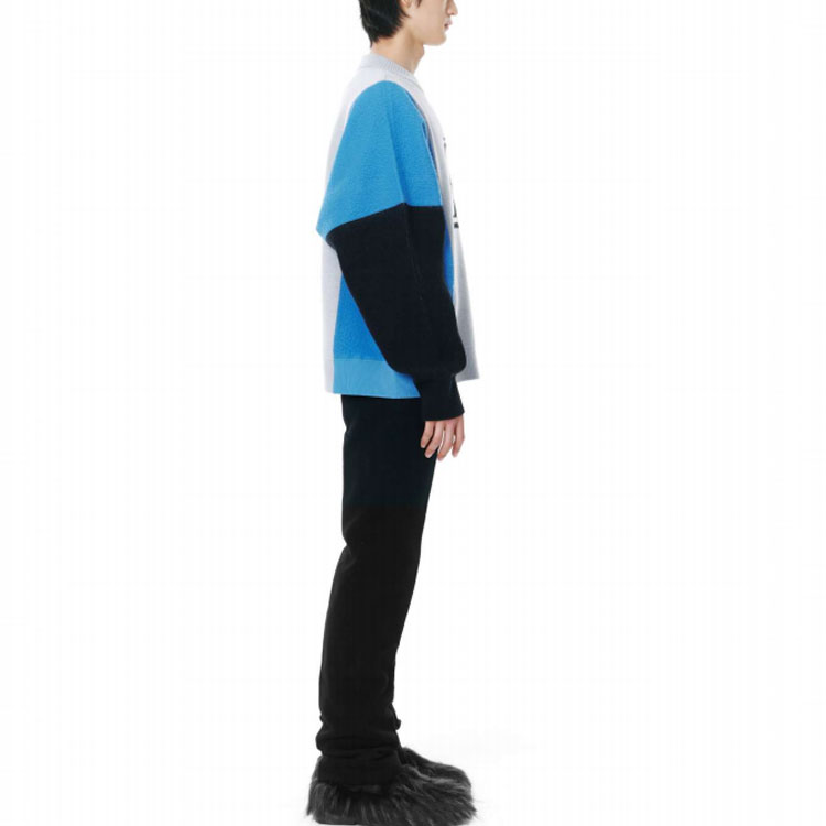 WE11DONE Square Logo Jacquard Knit Crewneck Sweatshirt Unisex Grey WD-KT3-21-662-U-GY 圖 5