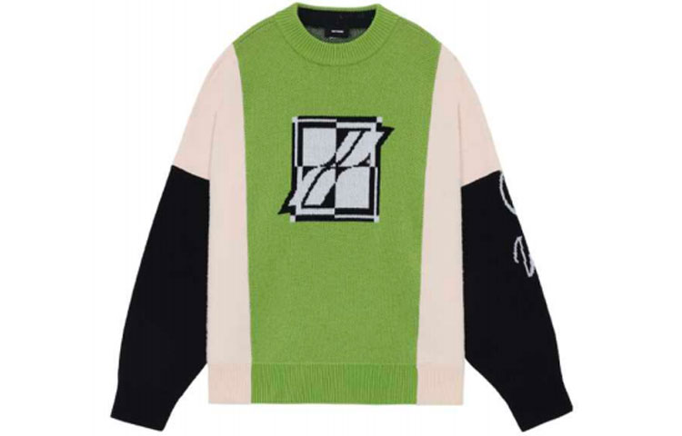 WE11DONE Square Logo Jacquard Knit Sweater Unisex Green WD-KT3-21-662-U-GR