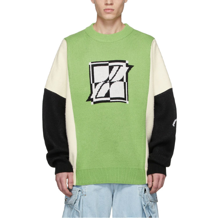 WE11DONE Square Logo Jacquard Knit Sweater Unisex Green WD-KT3-21-662-U-GR 圖 4