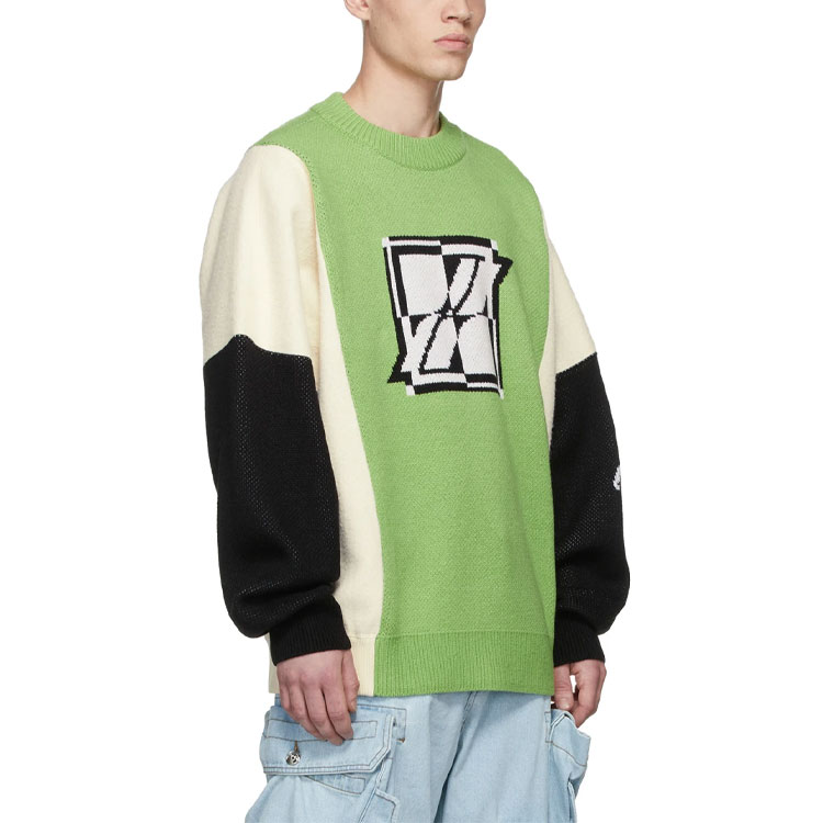 WE11DONE Square Logo Jacquard Knit Sweater Unisex Green WD-KT3-21-662-U-GR 圖 5