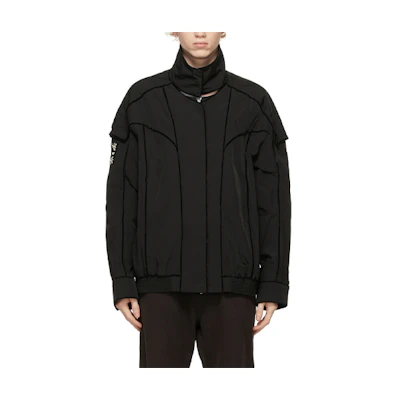 WE11DONE SS21 Black Velvet Trim Regular Fit Zip-Up Jacket WD-JP0-21-009-M-BK