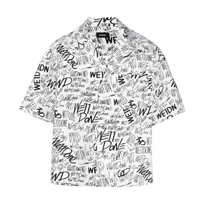 WE11DONE SS21 All-Over Logo Short Sleeve Shirt Unisex White WD-BL0-21-123-U-WH