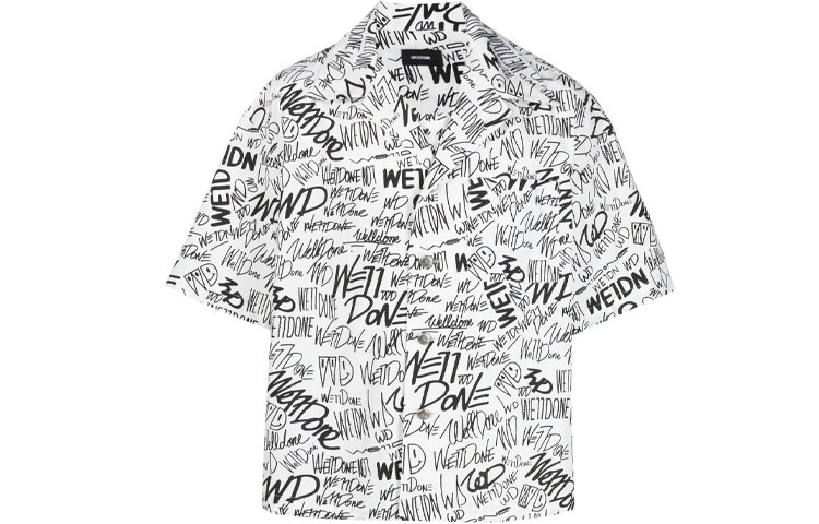 WE11DONE SS21 All-Over Logo Short Sleeve Shirt Unisex White WD-BL0-21-123-U-WH 圖 2