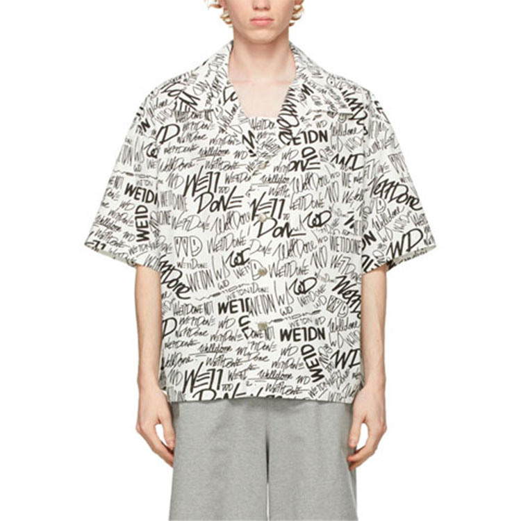 WE11DONE SS21 All-Over Logo Short Sleeve Shirt Unisex White WD-BL0-21-123-U-WH 圖 3