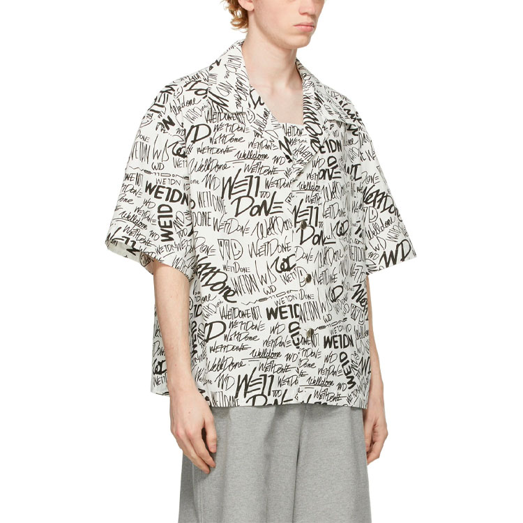 WE11DONE SS21 All-Over Logo Short Sleeve Shirt Unisex White WD-BL0-21-123-U-WH 圖 5