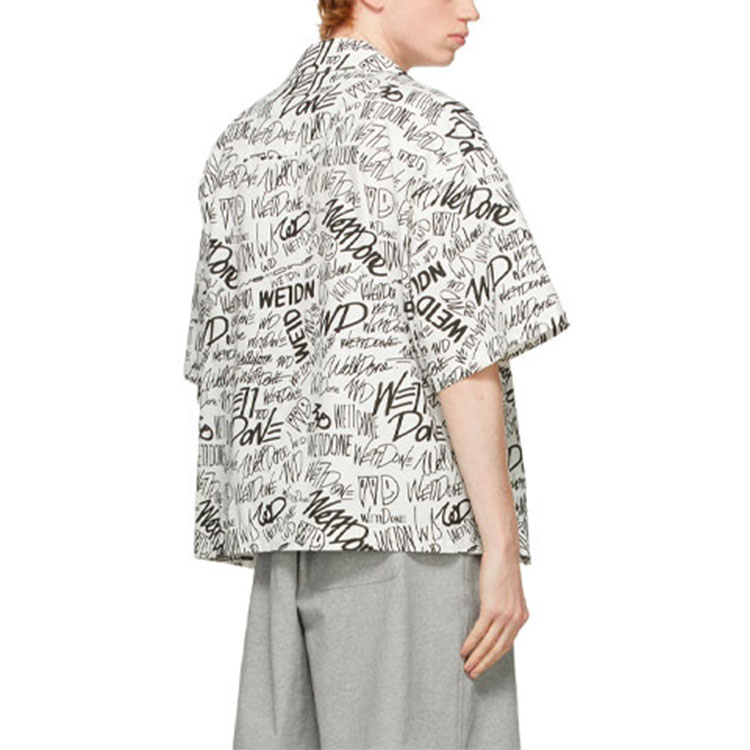 WE11DONE SS21 All-Over Logo Short Sleeve Shirt Unisex White WD-BL0-21-123-U-WH 圖 6