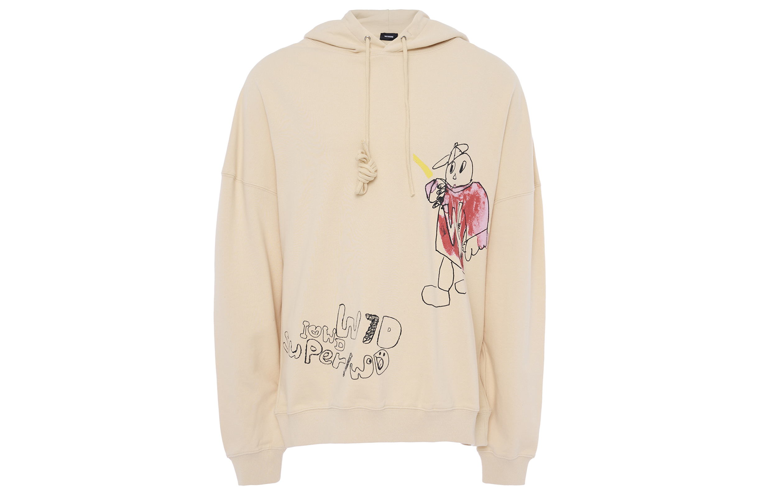 WE11DONE SS21 Beige Cartoon Print Drawstring Hoodie Unisex WD-TH0-21-529-U-BG 圖 2