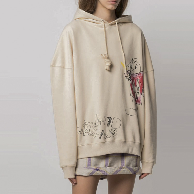 WE11DONE SS21 Beige Cartoon Print Drawstring Hoodie Unisex WD-TH0-21-529-U-BG 圖 6