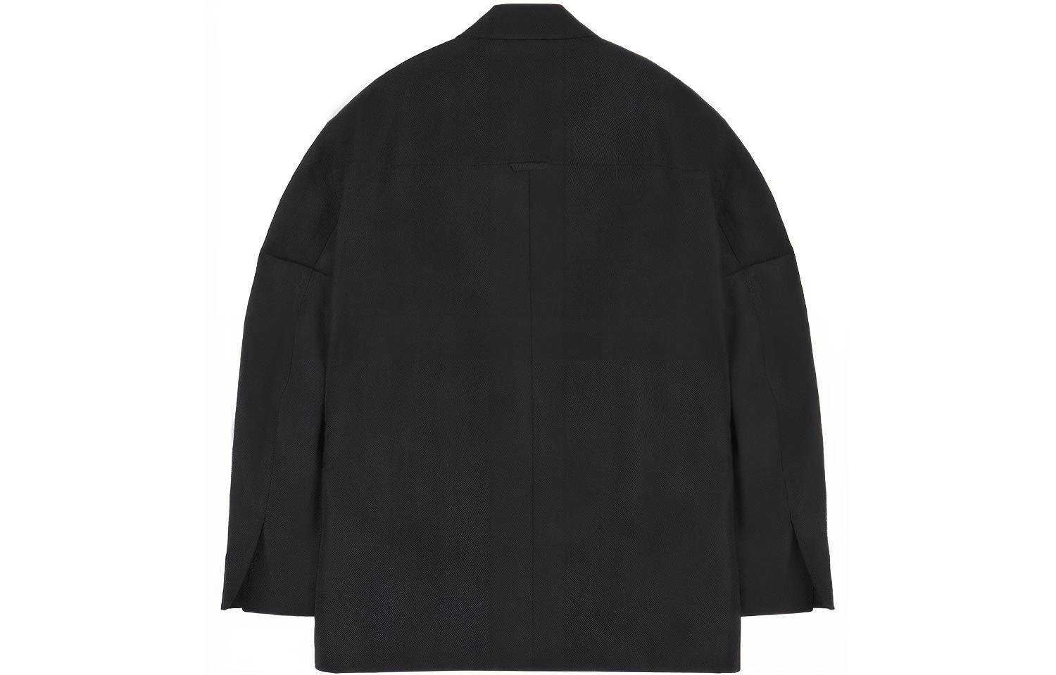 Lookbook 위론던 SS21 블랙 스퀘어 칼라 로고 패치 블레이저 유니섹스. WD-JK1-21-014-U-BK