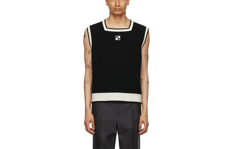 WE11DONE SS21 Black Logo Patch Square Neck Tank Top Unisex - Black WD-KV1-21-629-U-BK 圖 2