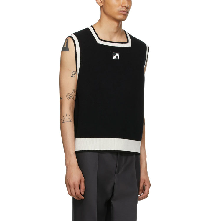 WE11DONE SS21 Black Logo Patch Square Neck Tank Top Unisex - Black WD-KV1-21-629-U-BK 圖 5