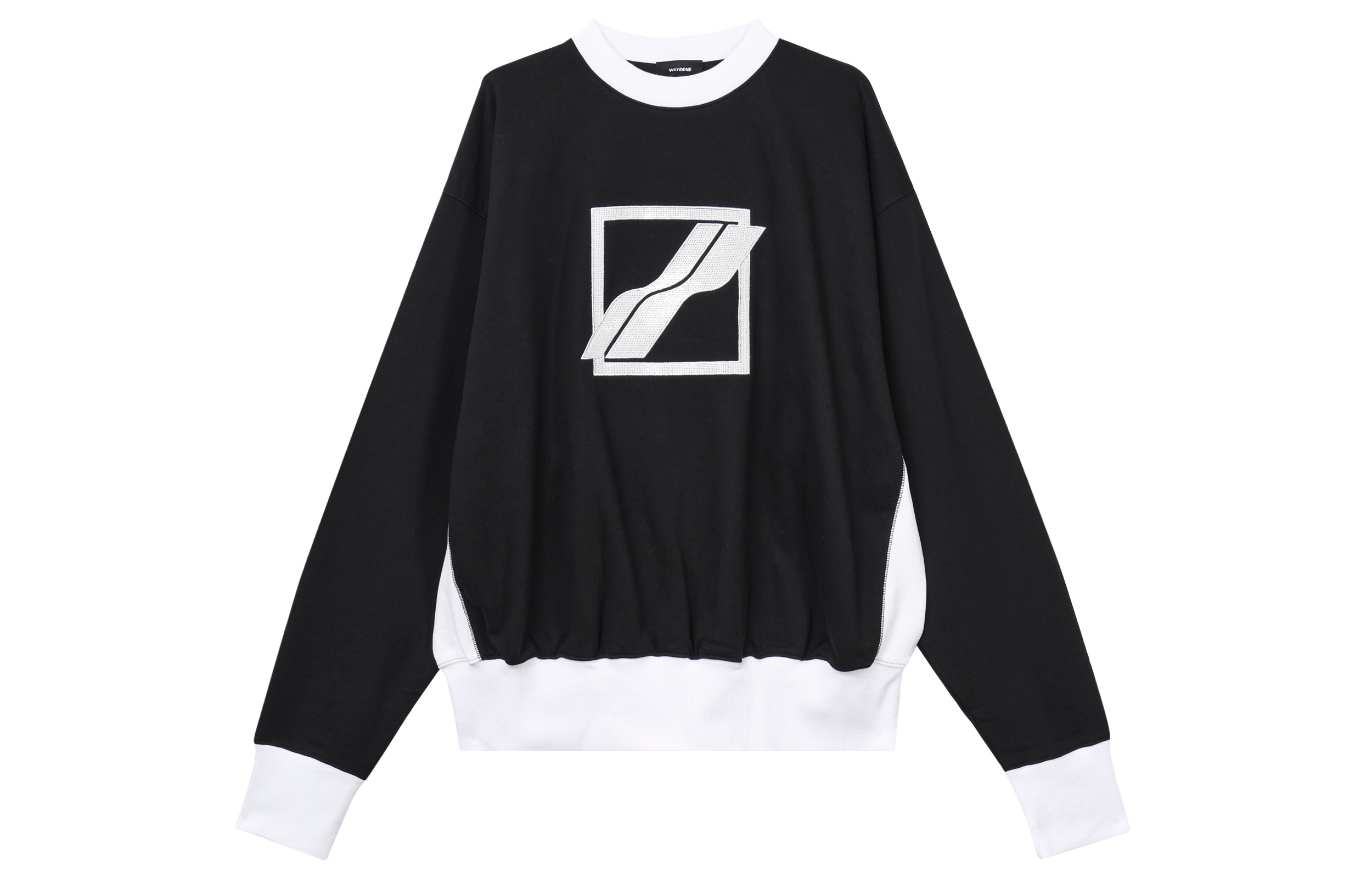 WE11DONE SS21 Black Sequin Logo Unisex Long Sleeve Sweatshirt WD-TS1-21-511-U-BK