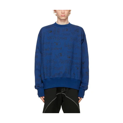 WE11DONE SS21 Blue Graffiti Letter Pullover Sweatshirt Unisex WD-TS0-21-521-U-BL
