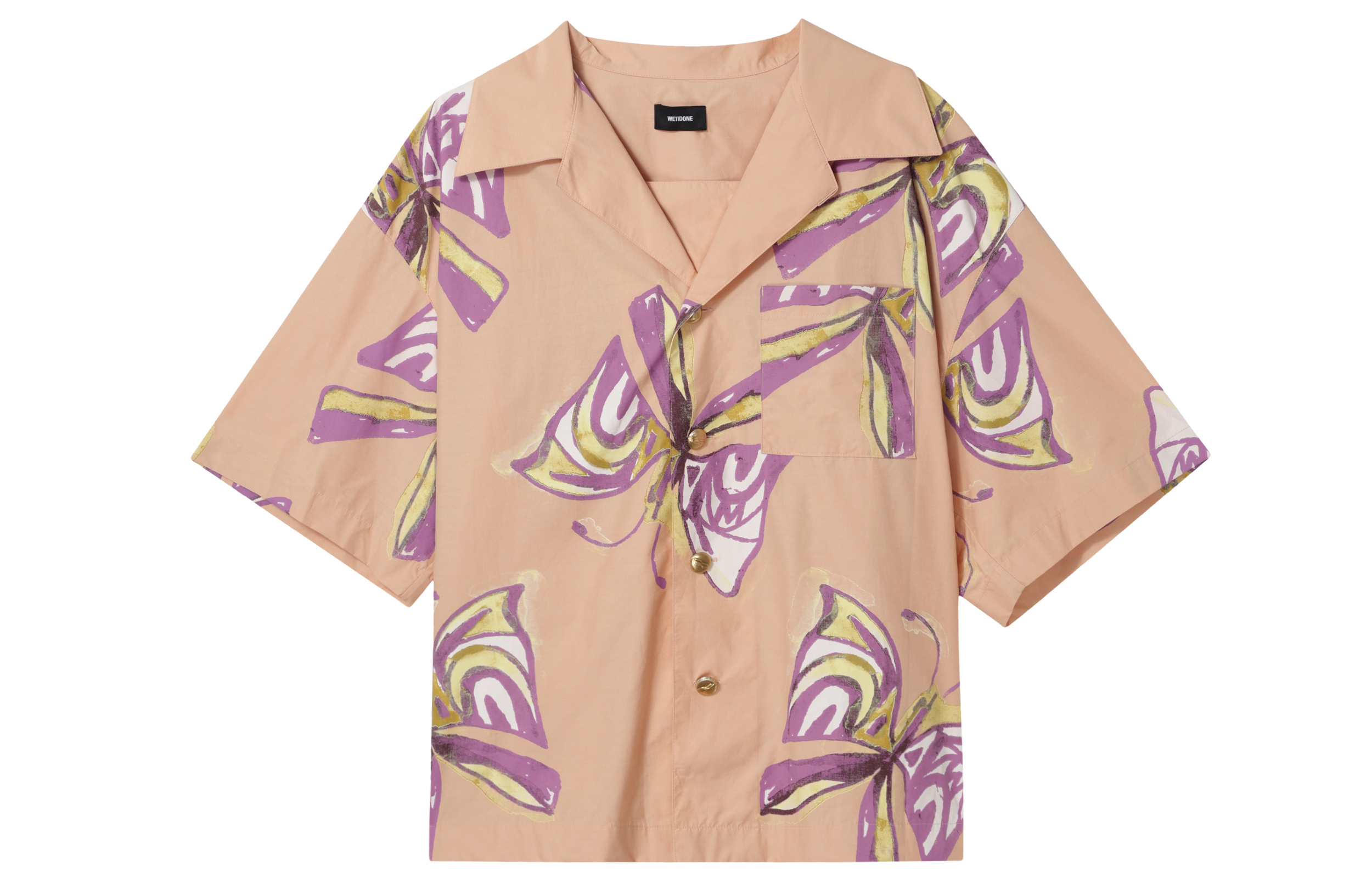 WE11DONE SS21 Butterfly Watermark Short Sleeve Shirt Unisex Orange. WD-BL0-21-125-U-OR