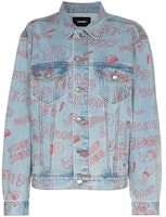 WE11DONE SS21 Classic Logo Graffiti Print Denim Jacket Light Blue Unisex WD-DJ0-21-325-U-BL WE11DONE SS21 Classic Logo Graffiti Print Denim Jacket Light Blue Unisex WD-DJ0-21-325-U-BL