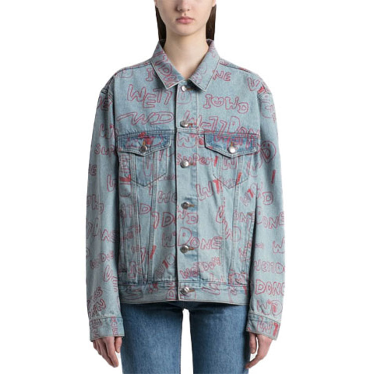 Lookbook WE11DONE SS21 經典標誌塗鴉印花牛仔外套 淺藍色 男女通用 WD-DJ0-21-325-U-BL
