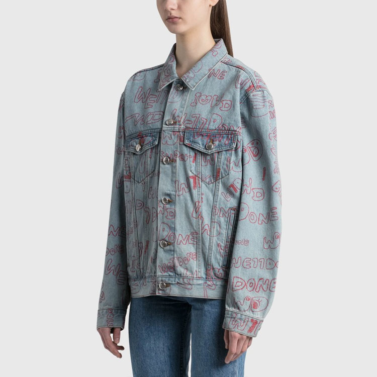 Purchase WE11DONE SS21 經典標誌塗鴉印花牛仔外套 淺藍色 男女通用 WD-DJ0-21-325-U-BL
