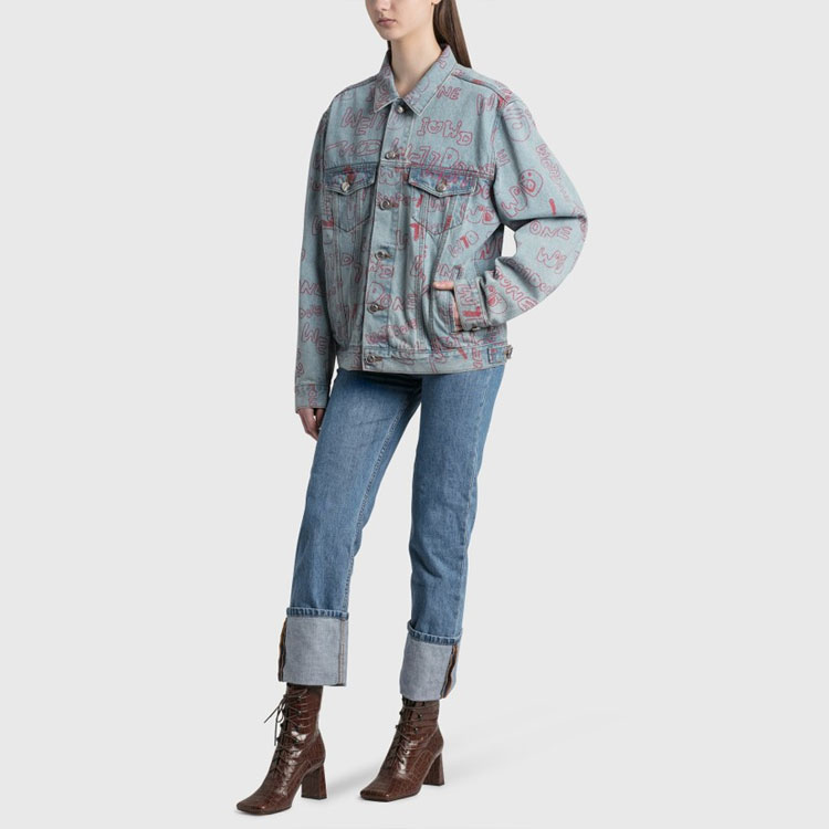 Details for WE11DONE SS21 經典標誌塗鴉印花牛仔外套 淺藍色 男女通用 WD-DJ0-21-325-U-BL