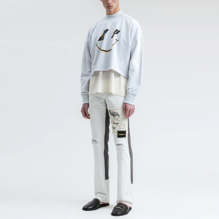 Details for WE11DONE SS21 Distressed Washed Patchwork Jeans White Menswear WD-DP0-21-319-M-WH