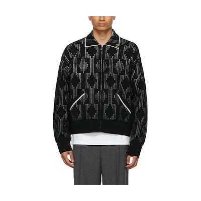 WE11DONE SS21 Geometric Jacquard Long Sleeve Jacket Unisex Black WD-KJ1-21-617-U-BK