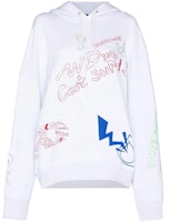 WE11DONE SS21 Graffiti Logo Print Hoodie Unisex White WD-TH0-21-528-U-WH WE11DONE SS21 Graffiti Logo Print Hoodie Unisex White WD-TH0-21-528-U-WH