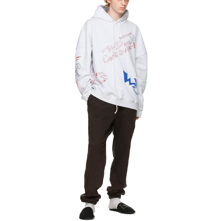Shop Sudadera Capucha Unisex Blanca WE11DONE SS21 con Logo Graffiti. WD-TH0-21-528-U-WH