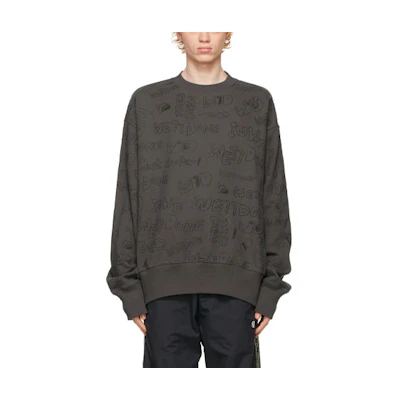 WE11DONE SS21 Graffiti Logo Pullover Sweatshirt Unisex Grey WD-TS0-21-521-U-GY
