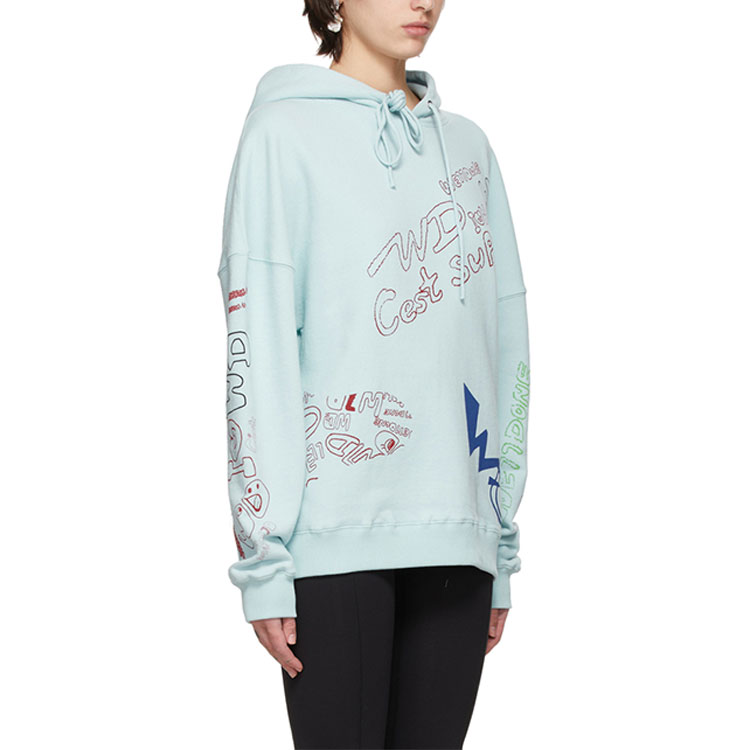 Details for WE11DONE Sudadera Gráfica Unisex SS21 Azul Claro. WD-TH0-21-528-U-MT