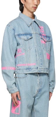 WE11DONE SS21 圖案印花寬鬆牛仔外套 藍色 中性款 WD-DJ1-21-322-U-BL Shop WE11DONE SS21 圖案印花寬鬆牛仔外套 藍色 中性款 WD-DJ1-21-322-U-BL